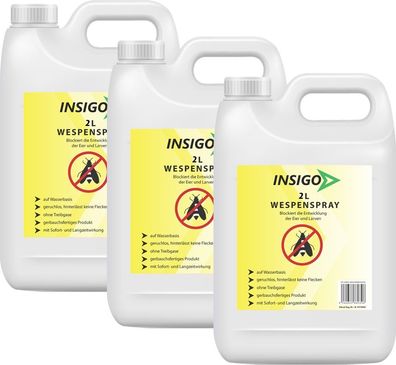 INSIGO 3x2L Anti Wespenspray Mittel Schutz gegen Nester Abwehr Bekämpfung