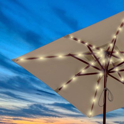 LED Lichterkette Sonnenschirm Ampelschirm Solar Garten Beleuchtung Pavilion 11m