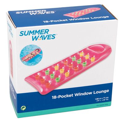 Rosa Luftmatratze mit Sichtfenster 18-Pocket Lounge aufblasbar Summer Waves