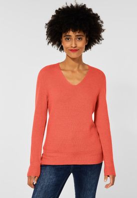 Street One - Cosy V-Ausschnitt Pullover in Sunset Coral