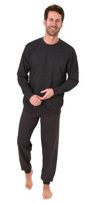 Herren Pyjama Schlafanzug mit Bündchen in eleganter Minimal-Optik - 12210110753