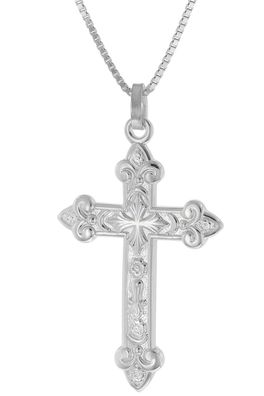 trendor Schmuck Herren-Halskette mit orthodoxem Kreuz 35 mm 925 Silber 41384
