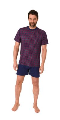 Herren kurzarm Schlafanzug Shorty Pyjama in edlem Karo Look - 122 105 10 810