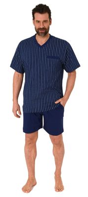 Herren Schlafanzug kurzarm Shorty Pyjama - Streifenoptik - 122 105 90 650