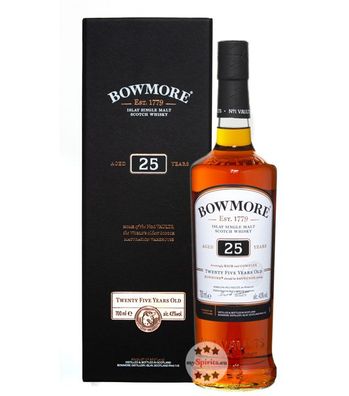 Bowmore 25 Jahre Islay Single Malt Scotch Whisky (43 % Vol., 0,7 Liter-Flasche in Ges