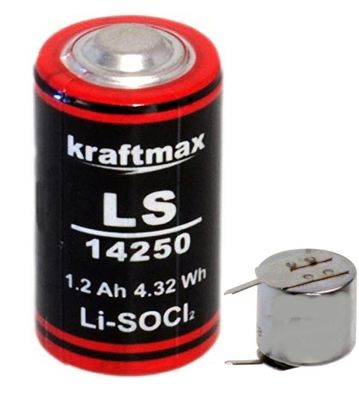 Kraftmax Batterie LS14250 1/2 AA Lithium-Thionylchlorid 3,6 V Print Anschluss + -