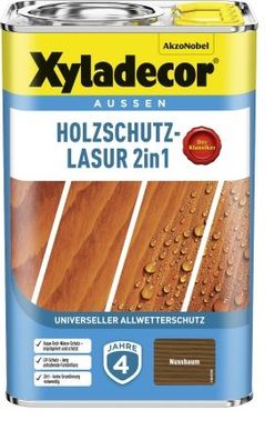 Xyladecor Holzschutz Lasur 2 in 1 4,0 Liter Mahagoni, Ebenholz, Kiefer, Nussbaum usw.