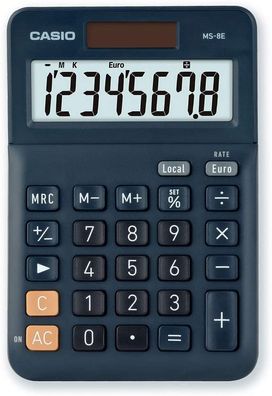 CASIO Tischrechner MS-8E, 8-stellig, Währungsumrechnung, Gummifüße, Schnellkorrekt...