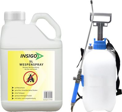 INSIGO 5L + 5L Sprüher Wespenspray Mittel Schutz gegen Nester Abwehr Bekämpfung