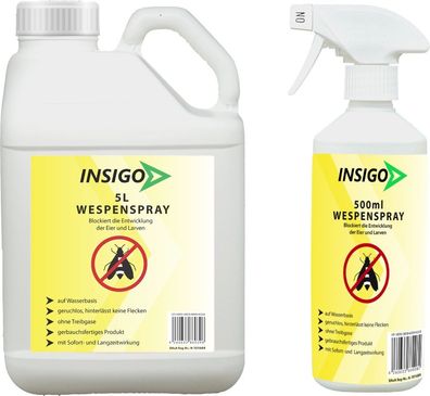 INSIGO 5L + 500ml Wespenspray Mittel Schutz gegen Nester Abwehr Bekämpfung