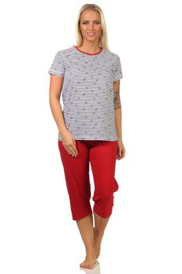 Damen Capri kurzarm Schlafanzug Pyjama in maritimer Optik - 112 204 10 716