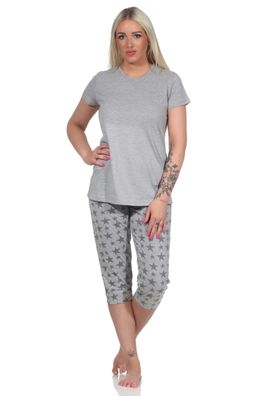 Damen Capri Pyjama, Schlafanzug mit Sternen - 112 204 10 735