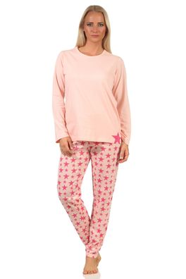 Damen Schlafanzug, Pyjama langarm in toller Sterne-Optik 66537