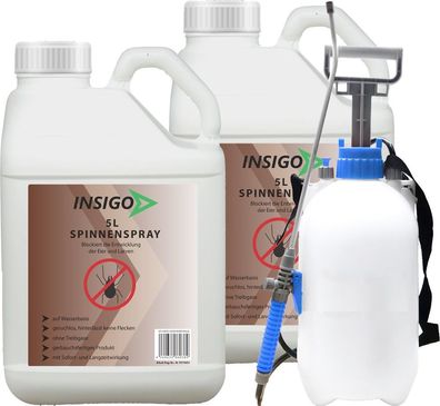 INSIGO 2x5L + 5L Sprüher Spinnenspray Mittel Schutz Abwehr Vernichter gegen Spinnen