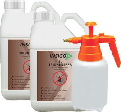 INSIGO 2x5L + 2L Sprüher Spinnenspray Mittel Schutz Abwehr Vernichter gegen Spinnen