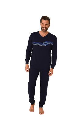 Eleganter Herren Schlafanzug lang mit Bündchen Pyjama - 112 101 90 550