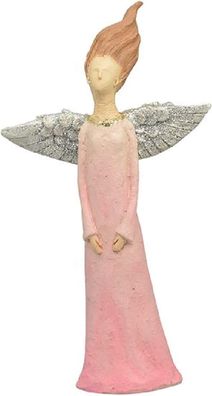 Exner Dekofigur Engel rosa H 27 cm Weihnachten Weihnachtsfigur glitzer