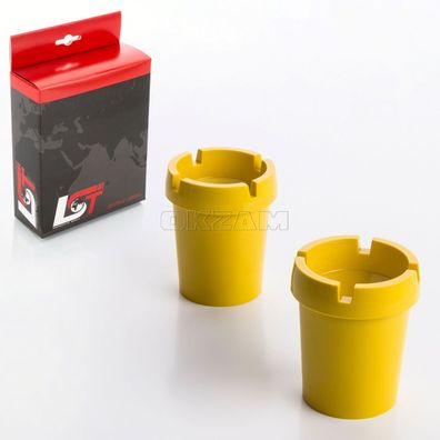 2x Aschenbecher Sturmaschenbecher rauchfrei Getränkehalter gelb Kunststoff