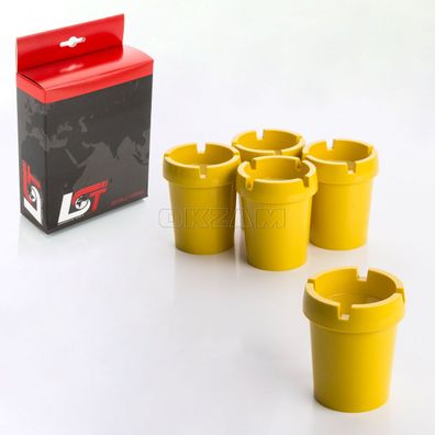 5x Aschenbecher Sturmaschenbecher rauchfrei Getränkehalter gelb Kunststoff