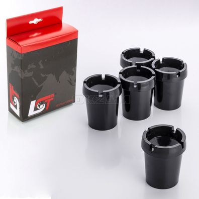 5x Aschenbecher Sturmaschenbecher rauchfrei Getränkehalter schwarz Kunststoff