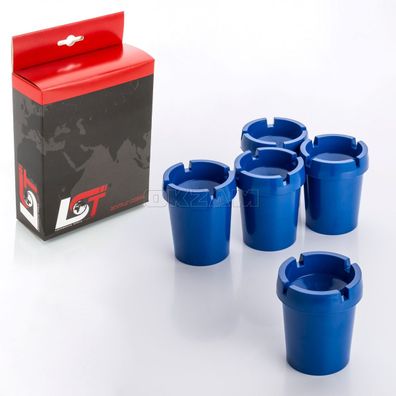 5x Aschenbecher Sturmaschenbecher rauchfrei Getränkehalter blau Kunststoff
