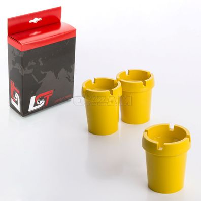 3x Aschenbecher Sturmaschenbecher rauchfrei Getränkehalter gelb Kunststoff