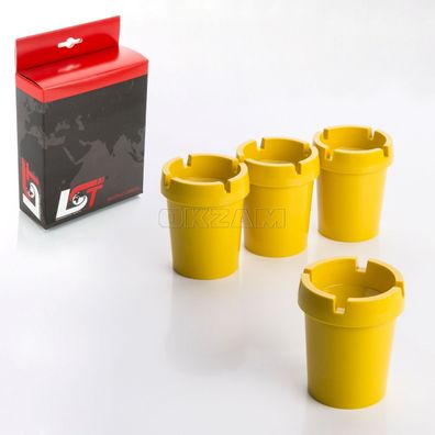 4x Aschenbecher Sturmaschenbecher rauchfrei Getränkehalter gelb Kunststoff