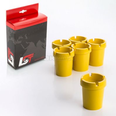 6x Aschenbecher Sturmaschenbecher rauchfrei Getränkehalter gelb Kunststoff