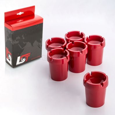 6x Aschenbecher Sturmaschenbecher rauchfrei Getränkehalter rot Kunststoff
