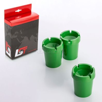 3x Aschenbecher Sturmaschenbecher rauchfrei Getränkehalter grün Kunststoff