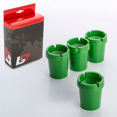 4x Aschenbecher Sturmaschenbecher rauchfrei Getränkehalter grün Kunststoff