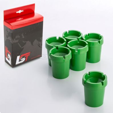 6x Aschenbecher Sturmaschenbecher rauchfrei Getränkehalter grün Kunststoff