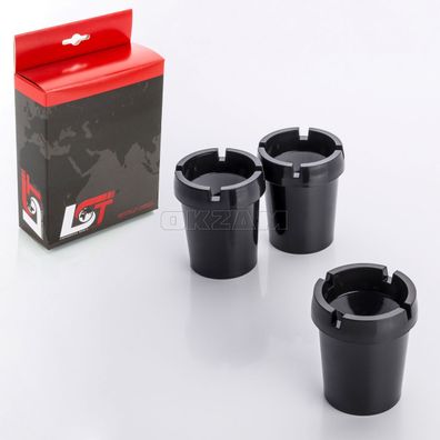 3x Aschenbecher Sturmaschenbecher rauchfrei Getränkehalter schwarz Kunststoff