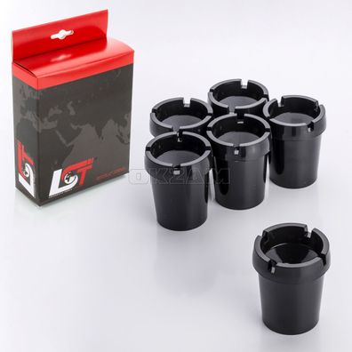 6x Aschenbecher Sturmaschenbecher rauchfrei Getränkehalter schwarz Kunststoff
