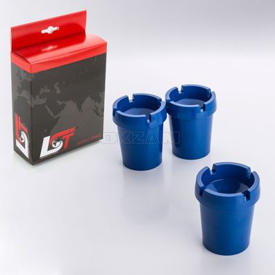 3x Aschenbecher Sturmaschenbecher rauchfrei Getränkehalter blau Kunststoff