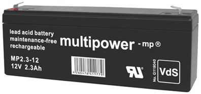 Multipower Blei-Akku MP2,3-12 Pb 12V / 2,3Ah VdS-Nr. G119040, Faston 4,8
