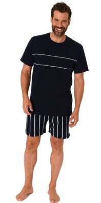 Herren kurzarm Schlafanzug Shorty Pyjama - Hose gestreift - 112 105 90 540