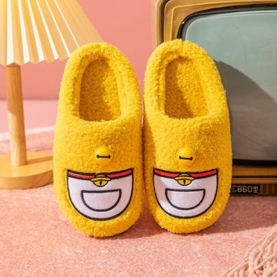 Kinder Doraemon Kleine Glocke Plüsch Hausschuhe Warm Slippers Gelb
