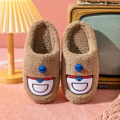 Kinder Doraemon Cute Kleine Glocke Plüsch Hausschuhe Warm Slippers Braun