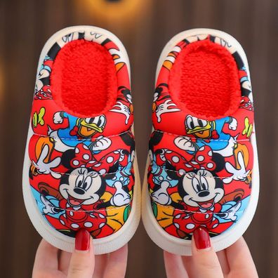 Kinder Minnie Donald Duck Drucken Hausschuhe Rutschfest Slippers Rot