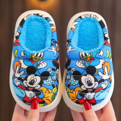 Kinder Mickey Donald Duck Drucken Hausschuhe Rutschfest Slippers Blau