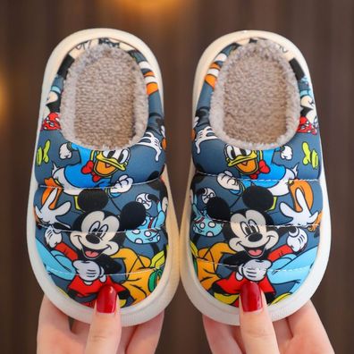 Kinder Mickey Donald Duck Drucken Hausschuhe Rutschfest Slippers Grau