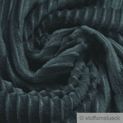 Stoff Polyester Double Minky Fleece anthrazit Streifen Soft Fleece Mole Fleece