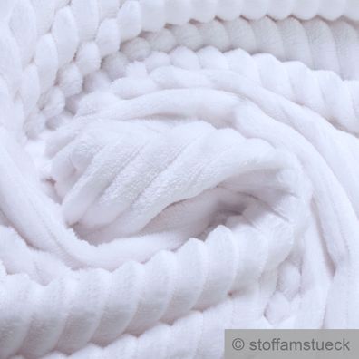 Stoff Polyester Double Minky Fleece weiß Streifen Soft Fleece Mole Fleece