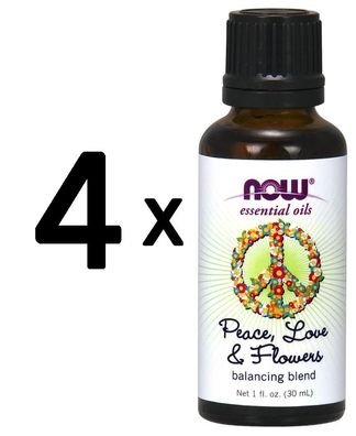4 x Peace, Love & Flowers Oil Blend - 30 ml.