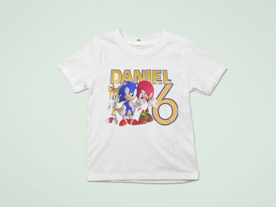 Bio Kinder Shirt Sonic the Hedgehog, Tails & Knuckle Geburtstag Personalisiert