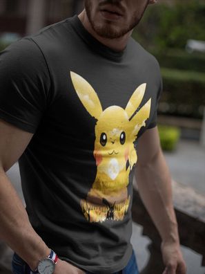 Bio Herren T-Shirt Pokemon Anime Pikachu Power Ash Sonnen Shirt Pika