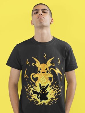 Bio Herren T-Shirt Pokemon Anime Pikachu Power Ash Strom Shirt Poke Fashion