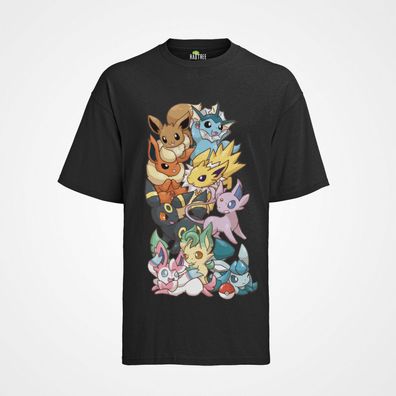 Herren Bio T-Shirt Pokemon Anime Pokemon Evolie Weiterentwicklungen Streetwear