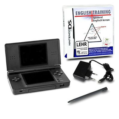 Nintendo DS Lite Handheld Konsole schwarz #70A + Kabel + Spiel English Training